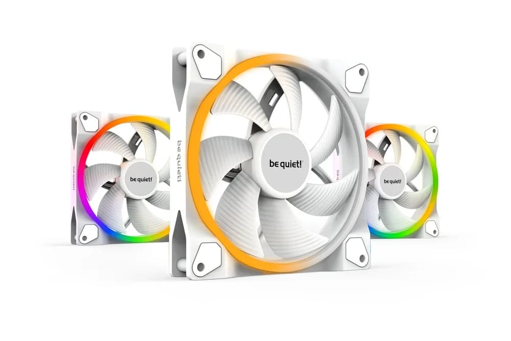 Set 3 ventilatoare be quiet! "LIGHT WINGS White"140mm 1500 rpm, Rifle bearing, 4-pin PWM, ARGB LED, "BL102"