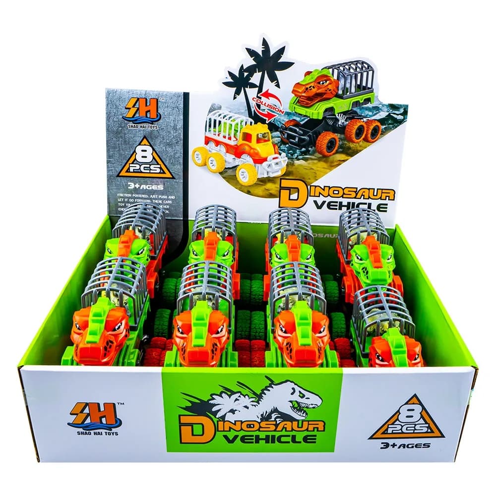 Masinute Dinozauri, cu frictiune, 8 buc/set — miniatură