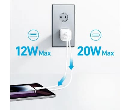INCARCATOR retea Anker "323" 33W, PowerIQ, 1 x USB Type-C, 1 x USB, alb, "A2331G21" - 0194644115524 — miniatură