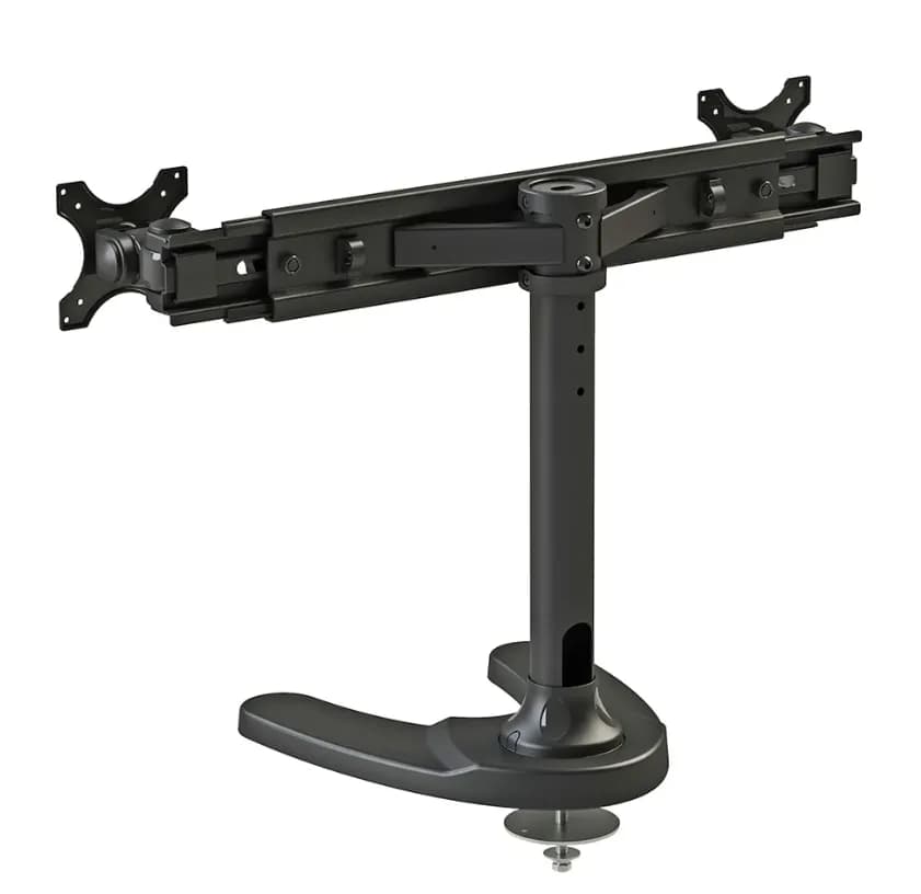 Suport dublu monitor de birou Neomounts FPMA-D700DD; pentru display-uri cu diagonale 19"-30", sistem de prindere VESA 75x75~100x100, greutate maxima suportata 8kg - per ecran, full motion, tilt +180°, swivel +180°, rotate +360°; inaltime reglabila manual 340-444mm; culoare negru. — miniatură