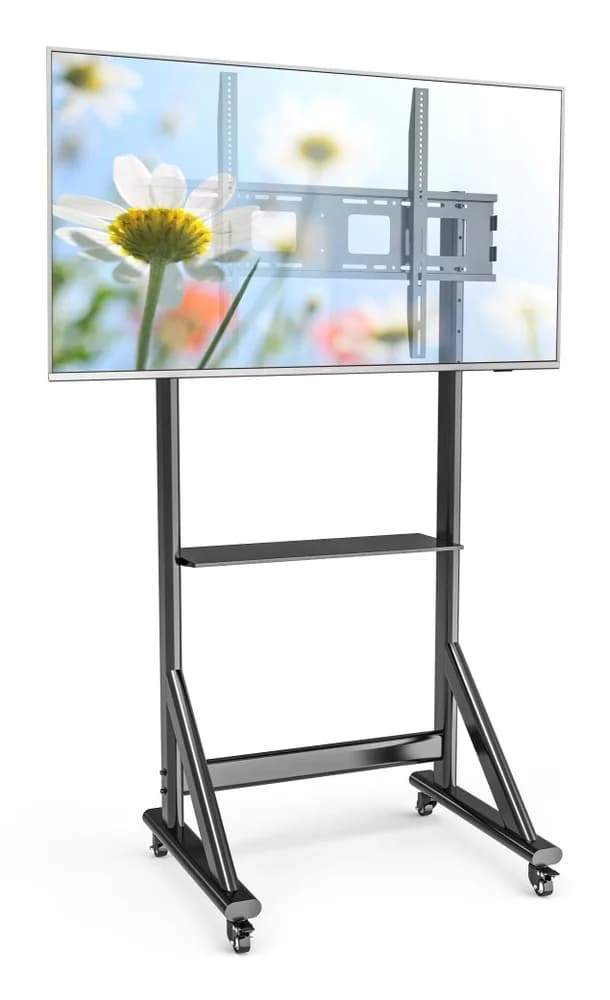 Stand TV mobil pe roti, raft pentru dispozitive multimedia, 55 - 100 inch, reglabil, negru, Techly, ICA-TR7412 "ICA-TR7412" — miniatură