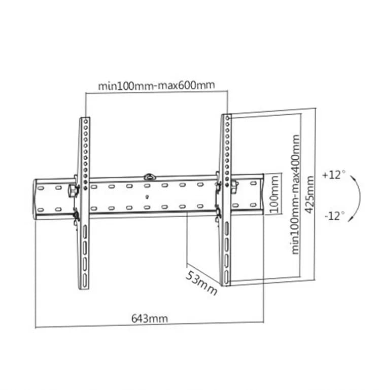SUPORT de perete GEMBIRD, pt 1 TV/monitor, diag. max 37" - 70", inclinare, max 40 kg, "WM-70T-02" — miniatură