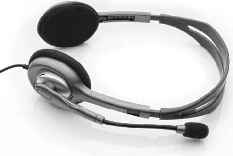 CASTI Logitech, "H110", cu fir, standard, utilizare multimedia, call center, microfon pe brat, conectare prin Jack 3.5 mm x 2, gri, "981-000271" — miniatură