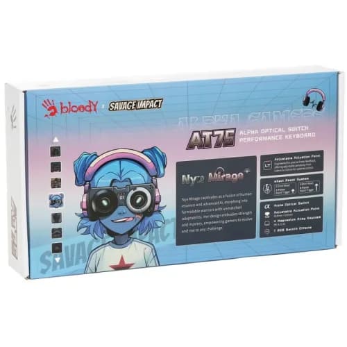 Tastatura gaming Bloody "AT75" Alpha Optical Switch Mechanical Keyboard USB Nyx Mirage, US Layout "AT75 Nyx Mirage" 4711421 002158 — miniatură