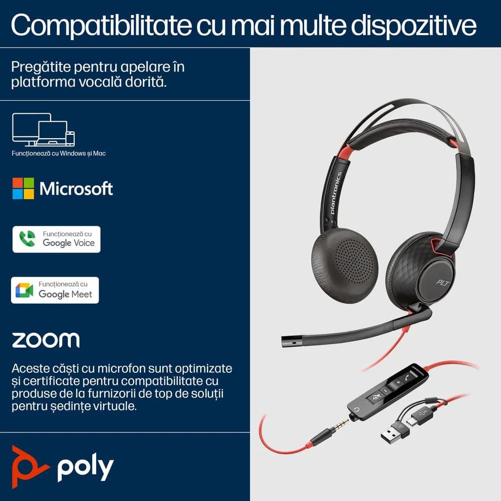 Poly BW 5220 USB-C HS +3.5mmP +USB-C/A"8X231AA" — miniatură