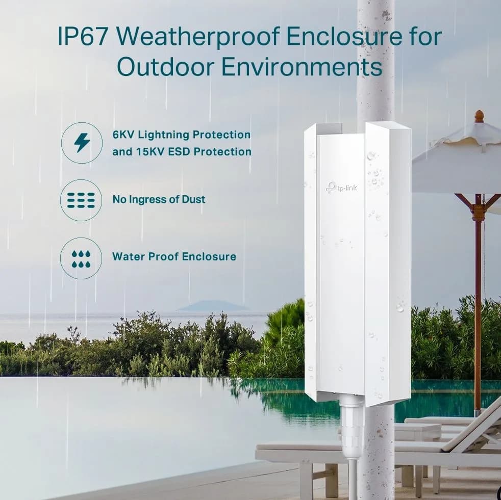 ACCESS POINT TP-LINK wireless AX3000 Mbps dual band WiFi 6, 1 x 10/100/1000 Mbps Ethernet Ports (1xPoE OUT)2 antene interne, IEEE802.3af/at PoE, de perete "EAP650-Outdoor" — miniatură