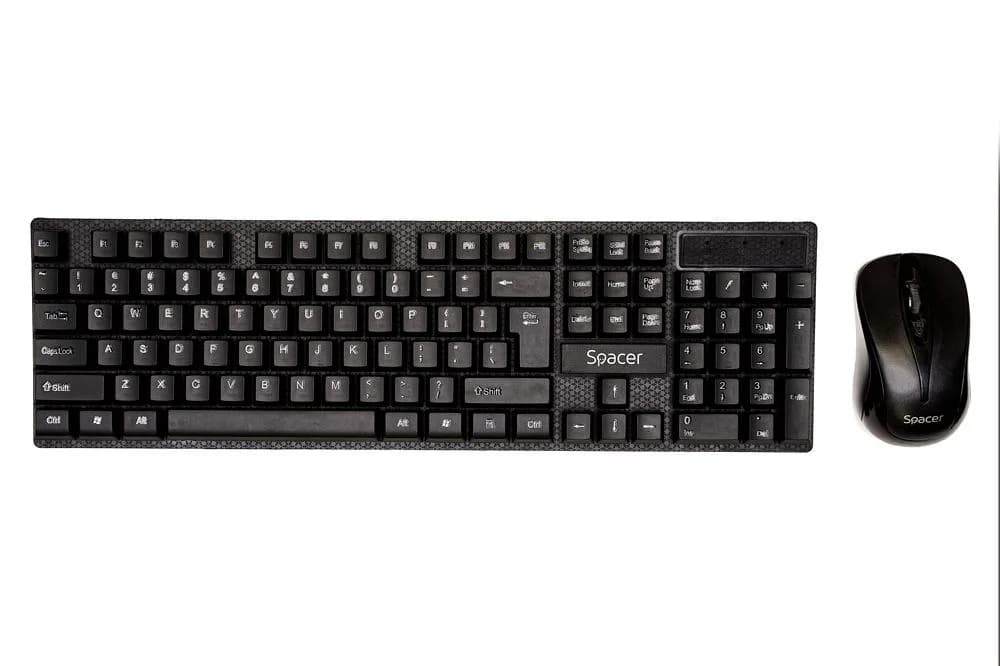 Kit wireless tastatura si mouse SPACER SPDS-1100, taste numerice, negru — miniatură