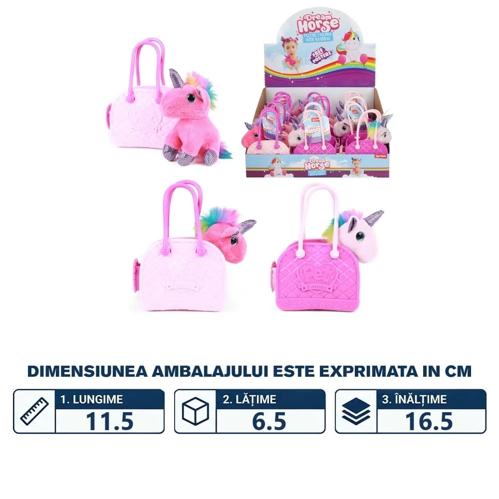 Unicorn din plus, cu gentuta - Toi-Toys — miniatură