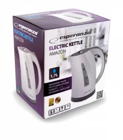 Fierbator electrica Esperanza Amazon EKK022 220W 1.7l Alb/Gri "EKK022" — miniatură