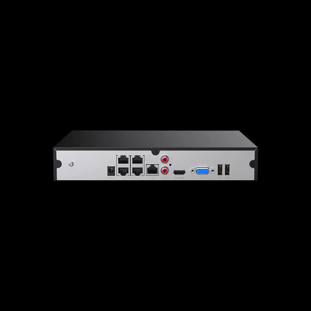 NVR Tenda, 4 canale, capacitate max 10 TB, porturi HDMI | VGA | 4 x RJ45 IEEE 802.3at/802.3af | RCA | 2 x USB 2.0, "TN3104-4P" — miniatură