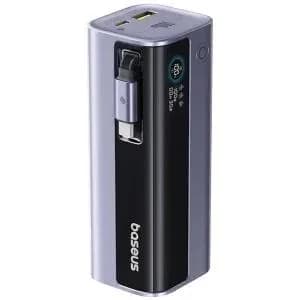 POWER BANK Baseus EnerGeek GR11, 10000mAh, 100W, 2 x USB Type-C, 1 x USB, cablu integrat USB Type-C, display, gri, "E0027A01" - 6932172691752