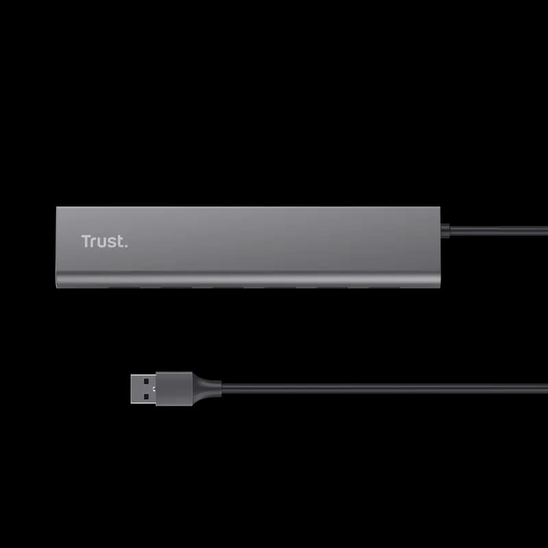 Hub USB TRUST Halyx USB-A, 7 porturi, Gri — miniatură