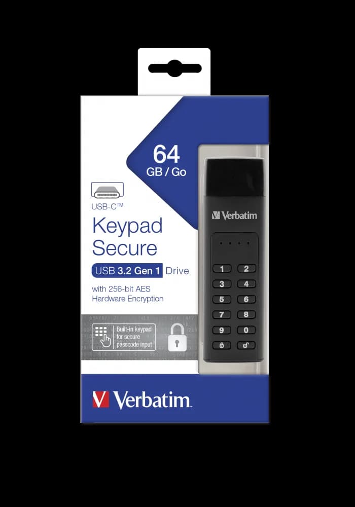 MEMORIE USB KEYPAD VERBATIM 64GB CU ENCRIPTIE AES- 256-BIT USB 3.1, USB C "49431" — miniatură