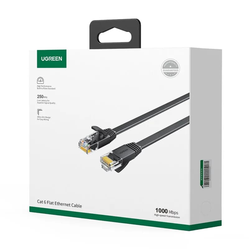 PATCH CORD UTP Ugreen Cat6, "NW102" fire din cupru, round cable, viteza maxima 1 Gbps, 1.5m, negru "60545" - 6957303865451 — miniatură