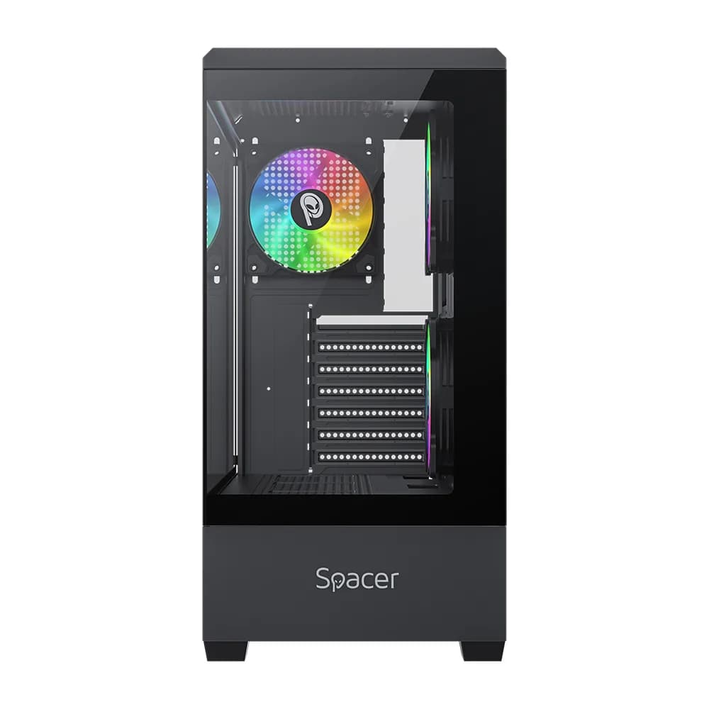 CARCASA SPACER - gaming, Middle Tower, ATX, #NAUTILUS", fara sursa, sticla securizata, 3 x ARGB fan, USB 3.0 x 1, USB 2.0 x 2, HD-Audio, Jack 3.5mm x 1, black #SPCS-GC-NAUTILUS-BK-3F" — miniatură