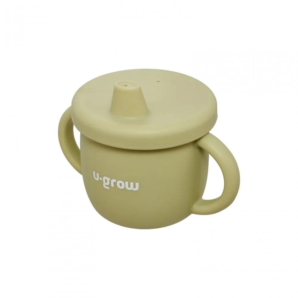 Set diversificare 3 piese silicon : bol, farfurie si cana cu cioc, olive, U-Grow — miniatură