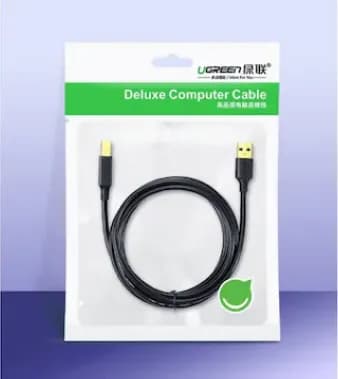 CABLU USB Ugreen pt. imprimanta, "US135" USB 2.0 (T) la USB 2.0 Type-B (T), 3m, conectori auriti, negru, "10351" - 6957303813513