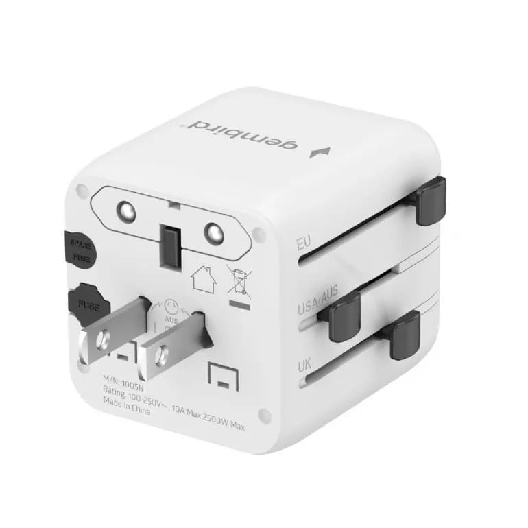 ADAPTOR GEMBIRD, universal, conectori: US/UK/EU/AU, siguranta 10A, max. 2500W, alb, "TPA-INT-01-W" — miniatură