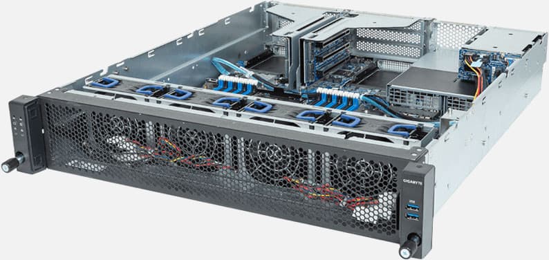Gigabyte E263-S30 — server GPU 2U, Intel Xeon Scalable, până la 2 GPU, 2 bay-uri