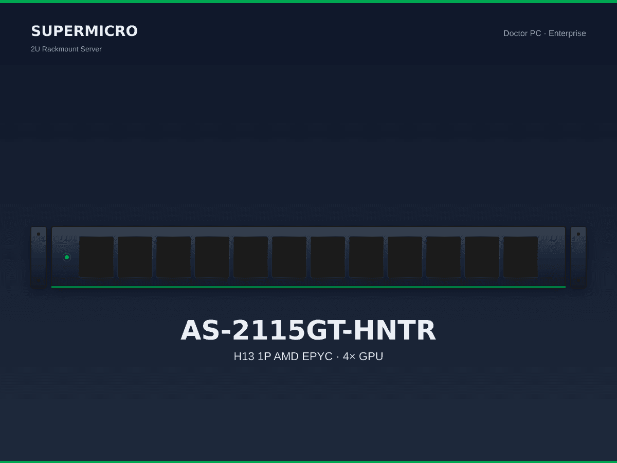 Supermicro AS-2115GT-HNTR 2U H13 Single EPYC GPU Server
