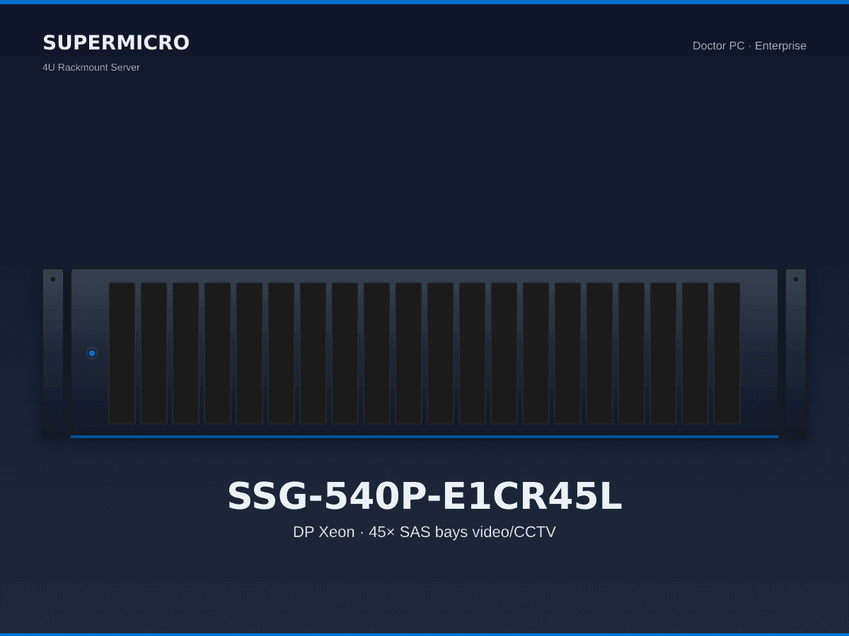 Supermicro SSG-540P-E1CR45L 4U Xeon Storage (45× SAS, CCTV/video)