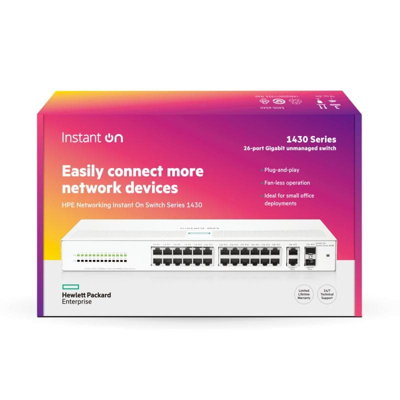 HPE Networking Instant On Switch 26p Gigabit 2p SFP 1430 — miniatură