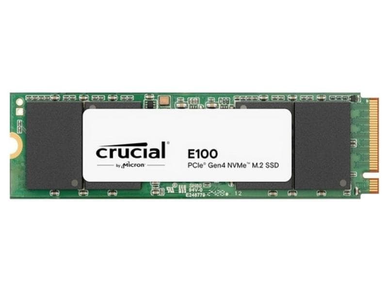 Crucial E100. SSD capacity: 480 GB, SSD form factor: M.2, Read speed: 4700 MB/s, Write speed: 2500 MB/s