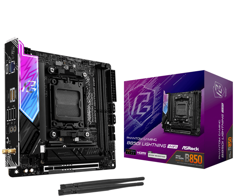 Placa de baza ASRock Phantom Gaming B850I Lightning WiFi, Socket AM5, DDR5, Mini-ITX