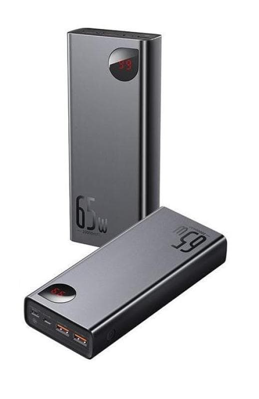 Baterie externa Baseus Adaman Metal, 20000mAh, PD 3.0 + QC 3.0 65W, 2 x USB; 1 x USB Type-C, digital display pentru status baterie, total 3A, negru