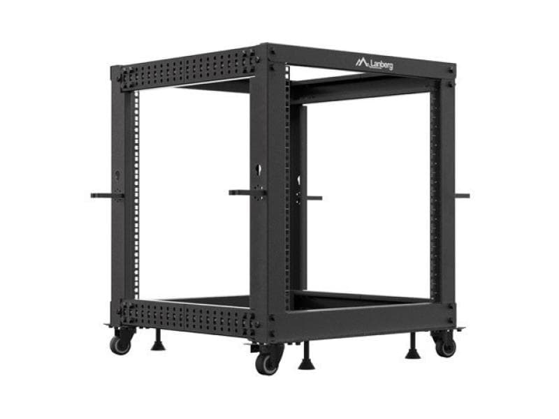 Rack deschis 19" 12U, 600x600–1100 reglabil, negru