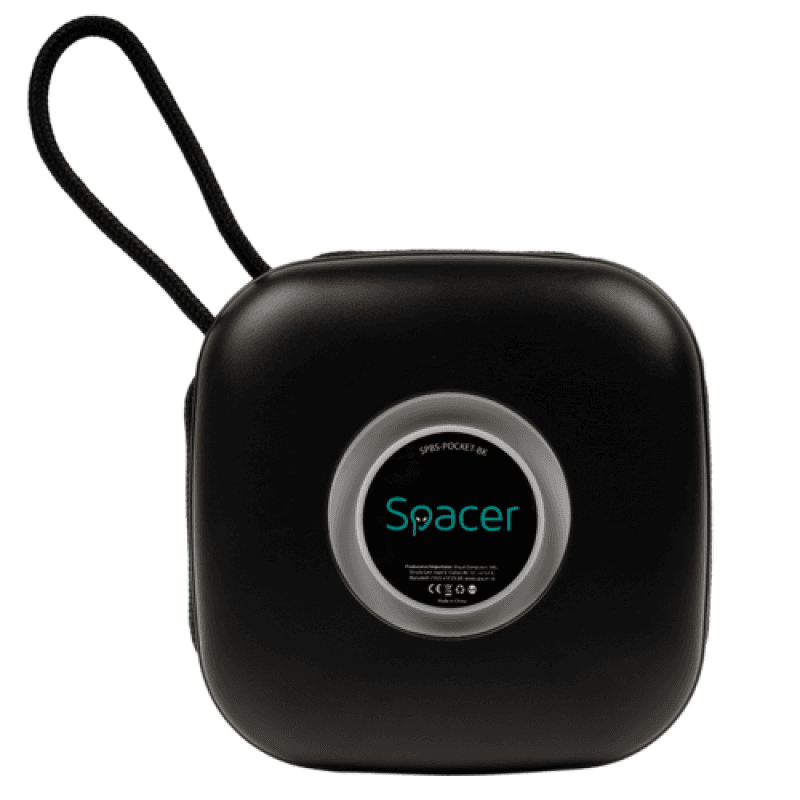 Boxa Spacer portabila bluetooth, POCKET-BK, RMS: 5W, RGB, acumulator 500mAh, timp de functionare pana la 5 ore, pana la 10m, incarcare USB Type-C, IPX5, negru