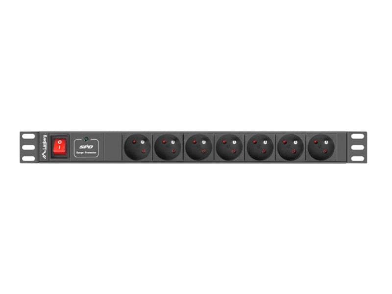 Unitate distributie alimentare PDU 19", 1U, 16A, 7 prize , negru