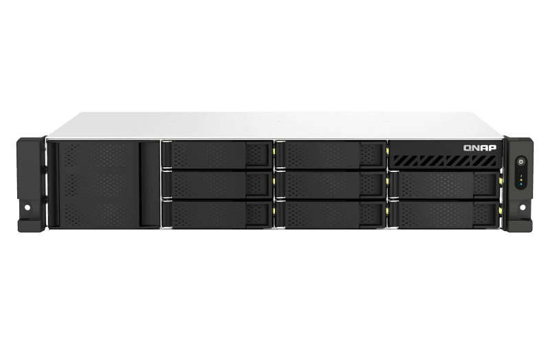 NAS QNAP 873AEU 8-Bay, CPU AMD Ryzen V1000 series V1500B 4C/8T 2.2 GHz, RAM 4GB (1 x 4GB) DDR4 SODIMM (max. 64GB total, optional ECC RAM support), 8 x 2.5"/3.5" SATA 6Gbps, 2x M.2 2280 PCIe Gen3 x1 HDD (neincluse), LAN: 2 x 2.5GbE, optional 10GbE expansion via a PCIe card, 2U, Single PSU (not