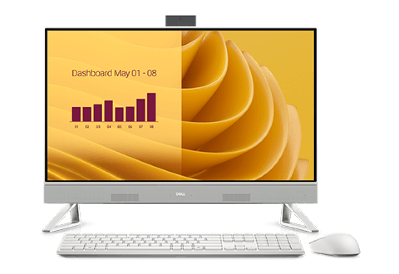 All-in-One Consumer DELL EC27250 cu procesor Intel Core 7 150U pana la 5.4 GHz, 27 inch, FHD, 16 GB, Intel MX570A, Windows 11 Pro, White