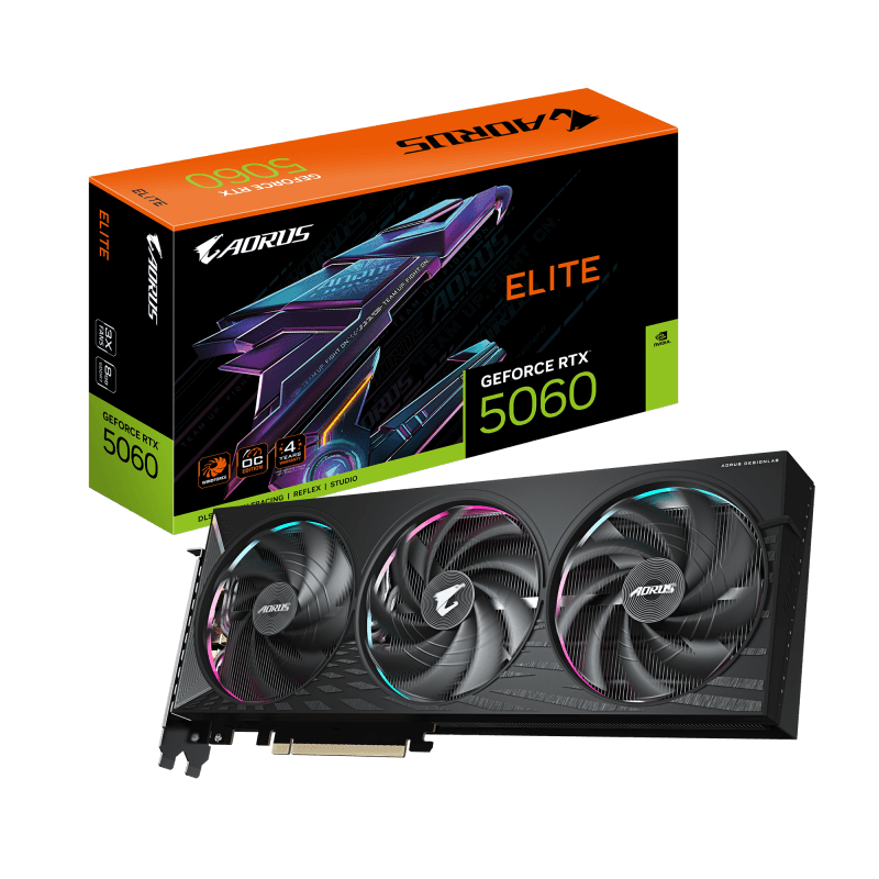 Placa video Gigabyte AORUS GeForce RTX 5060 ELITE, 8GB GDDR7, PCI Express 5.0, 128bit