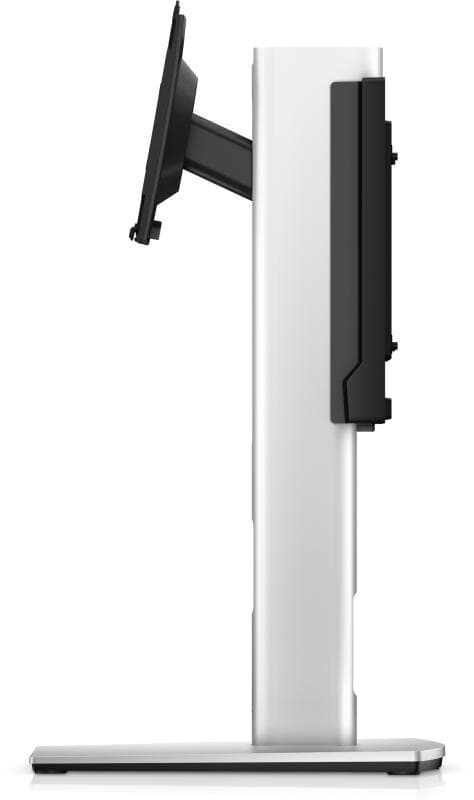 Dell Pro Micro All-in-One Monitor Stand MFS22, Product Type: Monitor/desktop stand, Package Content: Thumbscrews, spacers, VESA screws, VESA mounting plate, Max Load Weight: 5.8 kg, Min Load Weight: 2.2 kg, Display Screen Size Compatibility: 19-27 inch, Colour: Silver, Dimensions (WxDxH): 27.5 cm x