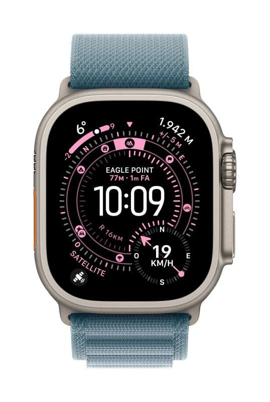 Curea pentru Apple Watch 49mm Light Blue Alpine Loop - Small - Black Titanium Finish
