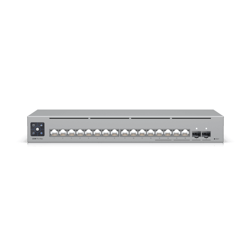 Switch Ubiquiti, interfata (12) porturi GbE RJ45, (4) porturi 1/2.5 GbE RJ45, (2) porturi 10G SFP+, rata de transmitere 62,496 Mppsm, sursa alimentare 5V, 25W, caracteristici DHCP pentru rețele administrate local, Reluare DHCP, Rutare inter-VLAN între rețele pe același switch, Rutare statică între