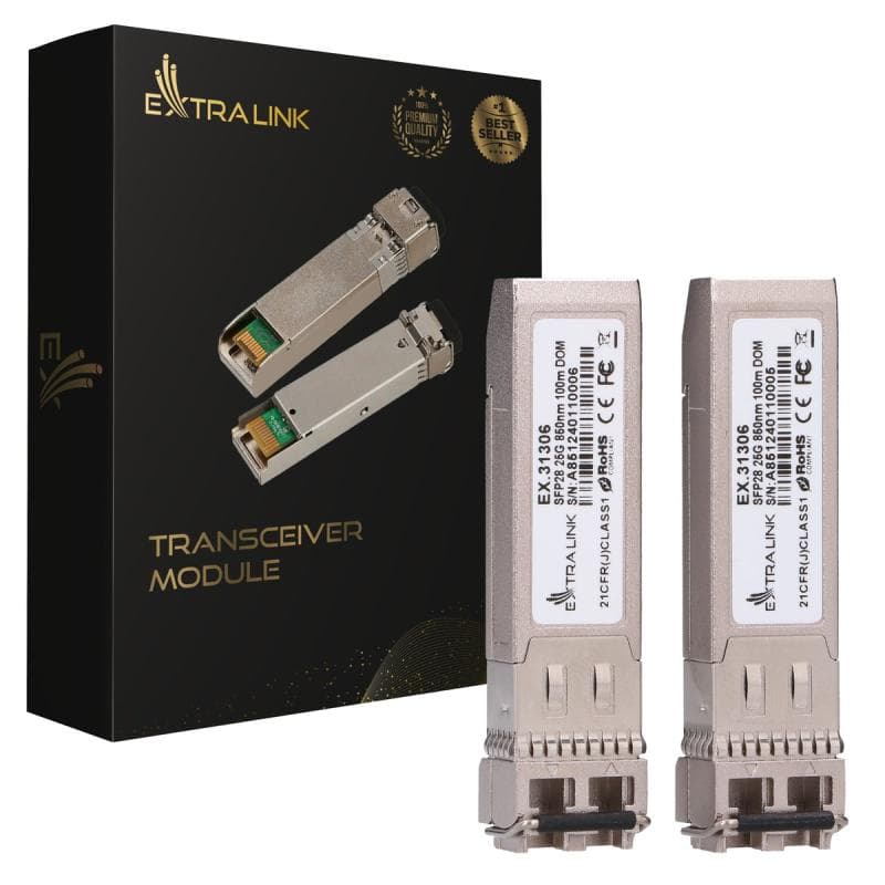 Extralink SFP28 25G 2-Pack SFP28 Module 25Gbps LC/UPC Duplex 850nm 100m multi mode DOM