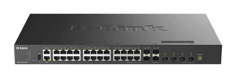 Switch DLink DXS-3410-32XY, 24 Ports 10G + 4 Ports 10G SFP SFP28, 100/1000/2500/5000/10000 Mbps, capacitate 760 Gbps, 100 - 240 VAC, 50 - 60 Hz