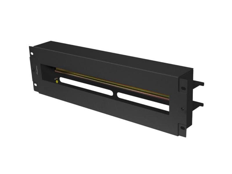 Panou distribuție tensiune 19" 3U cu șină DIN TS-35, negru