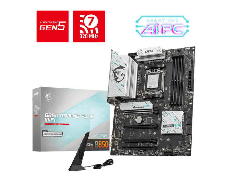 Placa de baza MSI B850 GAMING PLUS WIFI, Socket AM5, DDR5, ATX
