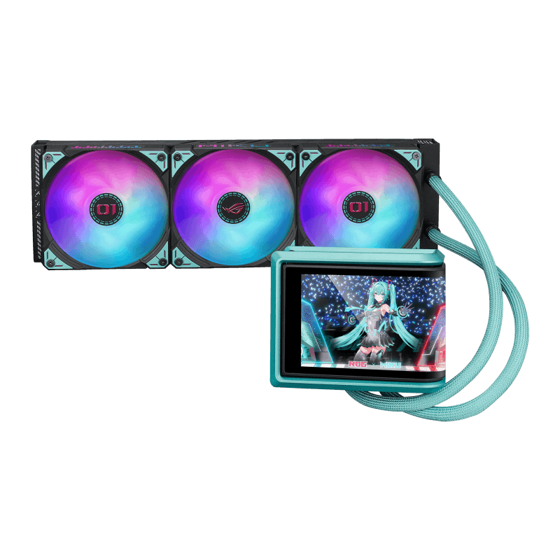 Cooler Procesor ASUS ROG RYUO IV 360 ARGB Hatsune Miku Edition, Lichid, 12 cm, 3 ventilatoare, aRGB