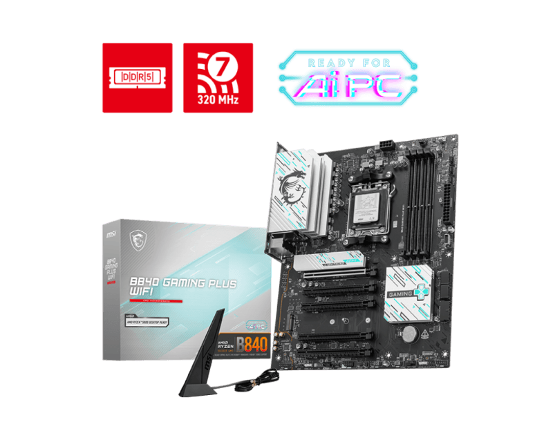 Placa de baza MSI B840 GAMING PLUS WIFI, Socket AM5, DDR5, ATX