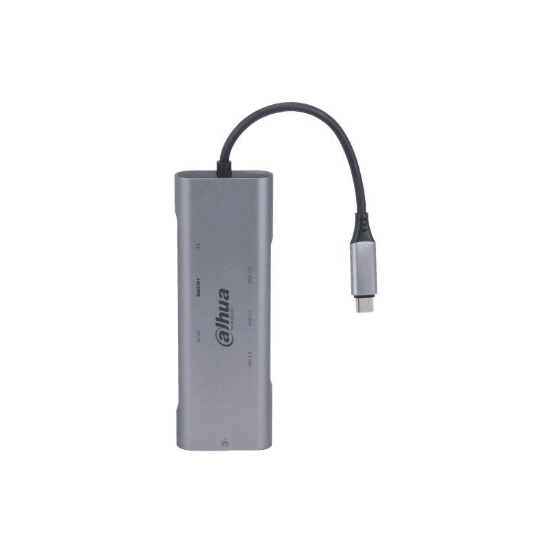 Hub USB DAHUA 8 in 1 USB 3.1 Type-C to USB 3.0 + HDMI + RJ45 + SD/TF + PD Docking Station, USB-C, 8 porturi, HDMI, RJ-45, Gri