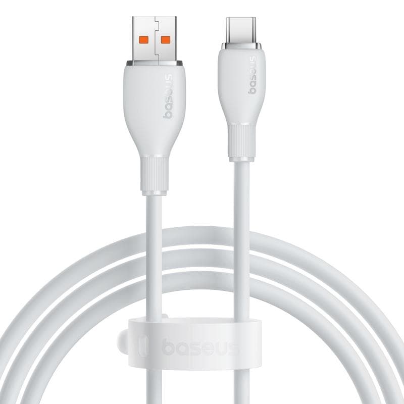 Cablu alimentare si date Baseus Pudding, Fast Charging, USB la USB Type- C 100W, lungime 1.2m, alb