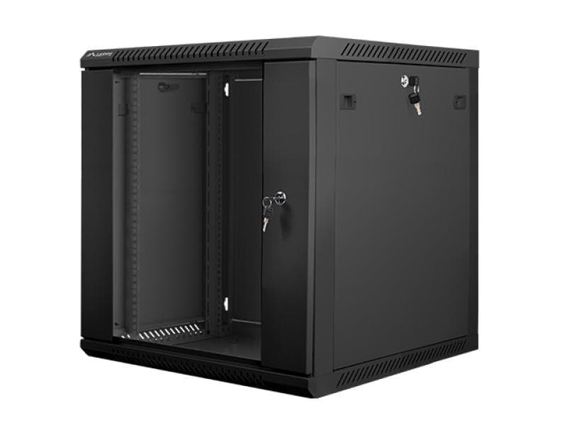 Dulap rack 19" perete 12U / 600x600 (flat pack) cu ușă din sticlă, negru V2