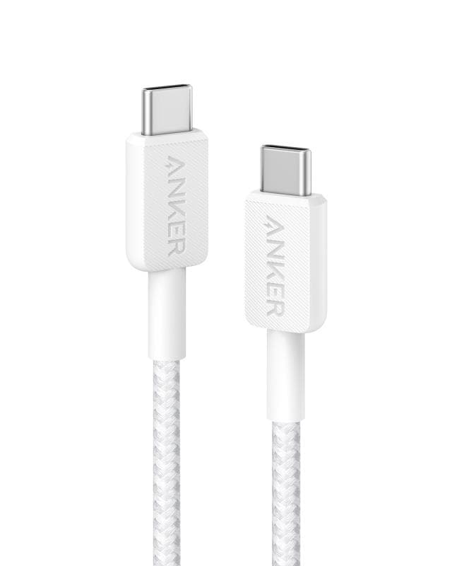 ablu alimentare si date Anker, USB Type-C (T) la USB Type-C (T), 0.9m rata transfer 480 Mbps, 60W, invelis nylon, braided, alb, "A81F5G21"