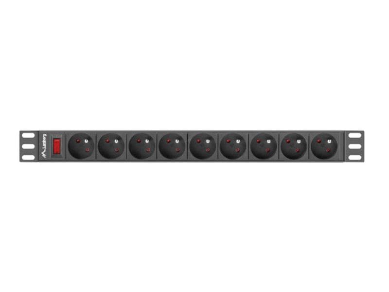 Unitate distributie alimentare PDU 19", 1U, 16A, 9 prize , negru