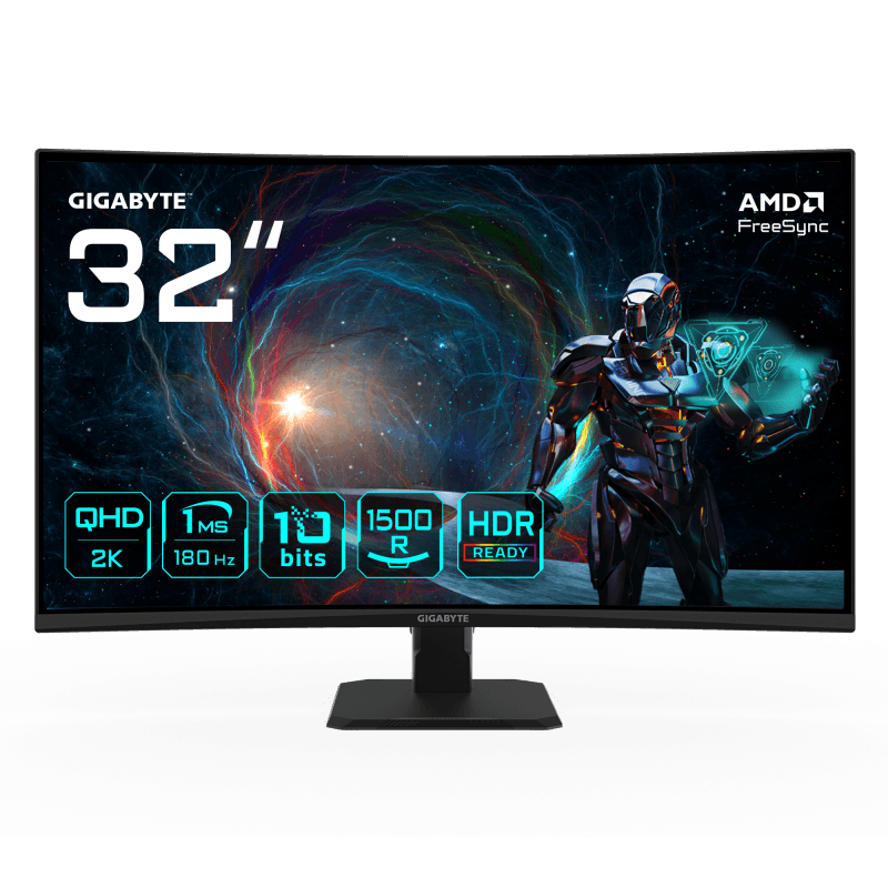 Monitor Consumer GIGABYTE GS32QCA, 31.5", 2560 x 1440 pixeli, Black